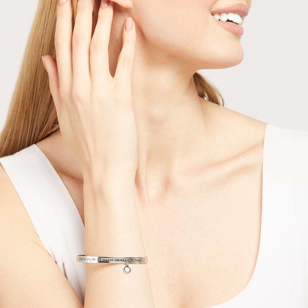 Bangle Lady Message Acciaio Cristallo - Bracciali Rigidi Donna | Stroili