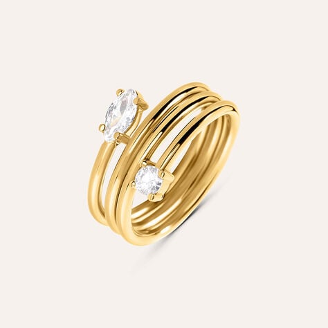 Anello Fascia Radiance Acciaio Dorato Cristallo - Anelli con Pietre Donna | Stroili