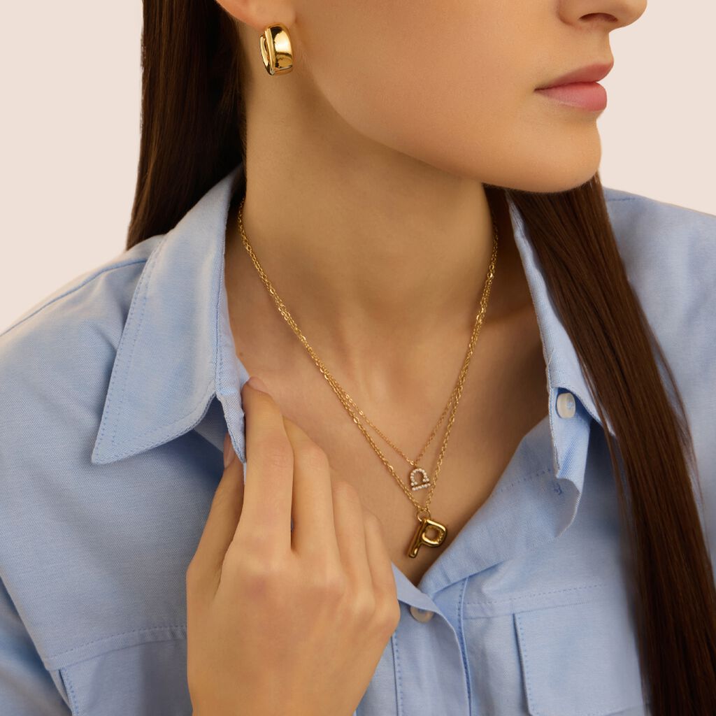 Collana Radiance Acciaio Dorato Cubic Zirconia