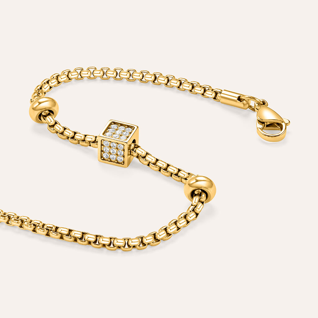 Bead Essential Code Acciaio Dorato Cristallo