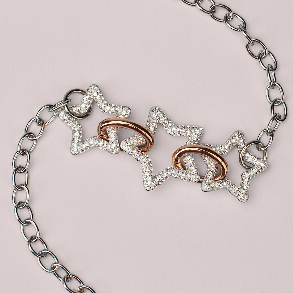 Collana Aura Acciaio Bicolore Bianco / Rosa Cristallo