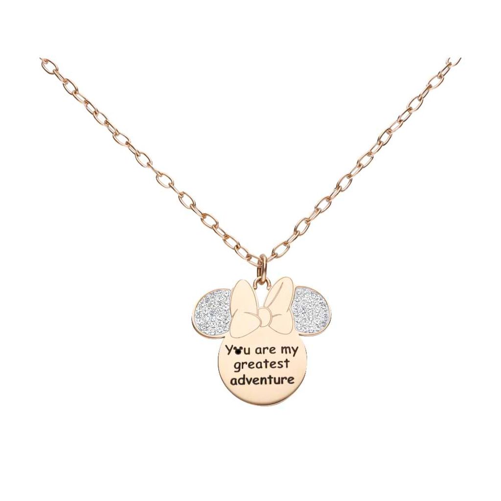 Collana Lady Message Acciaio Rosato Disney e Cristalli