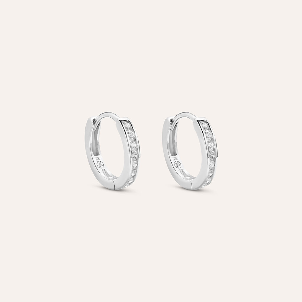 Orecchini A Cerchio Silver Elegance Argento Rodiato Cubic Zirconia