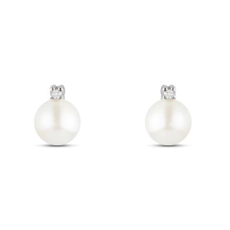 Orecchini Lobo Gold Pearls Oro Bianco Perla D'Acqua Dolce Diamante - Orecchini a Lobo Donna | Stroili