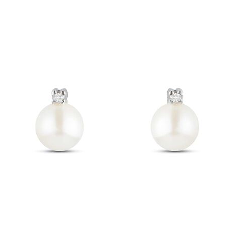 Orecchini Lobo Gold Pearls Oro Bianco Perla D'Acqua Dolce Diamante - Orecchini a Lobo Donna | Stroili