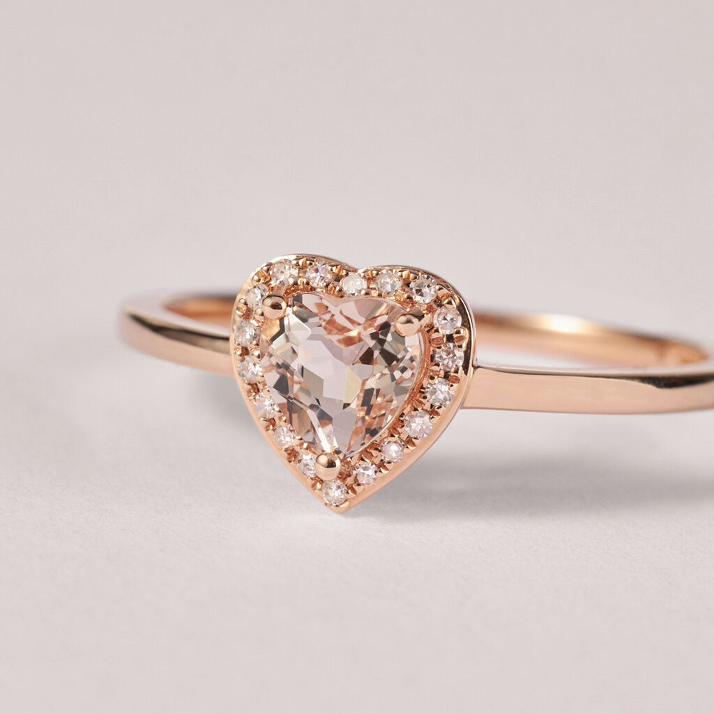 Anello Solitario Jasmine Oro Rosa Morganite Diamante - Anelli con Pietre Donna | Stroili