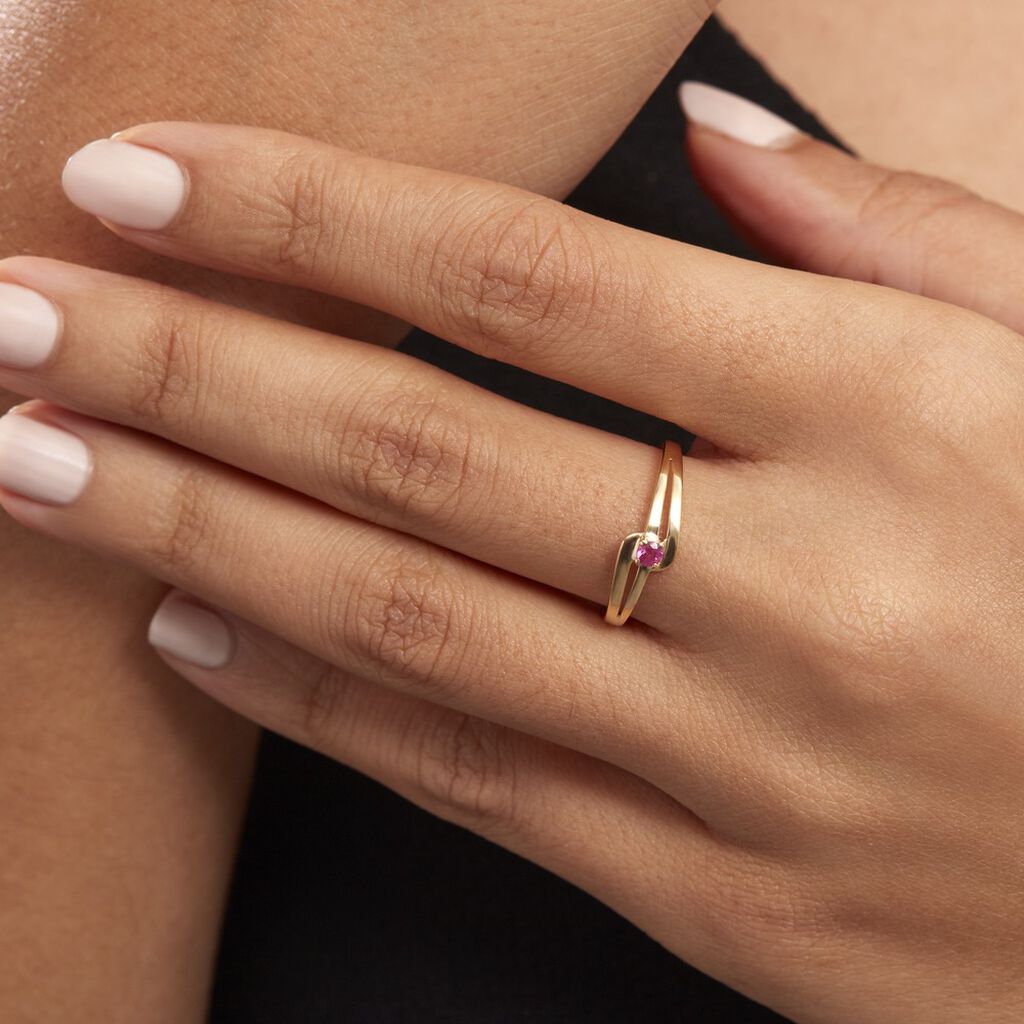 Anello Solitario Charlotte Oro Giallo Rubino