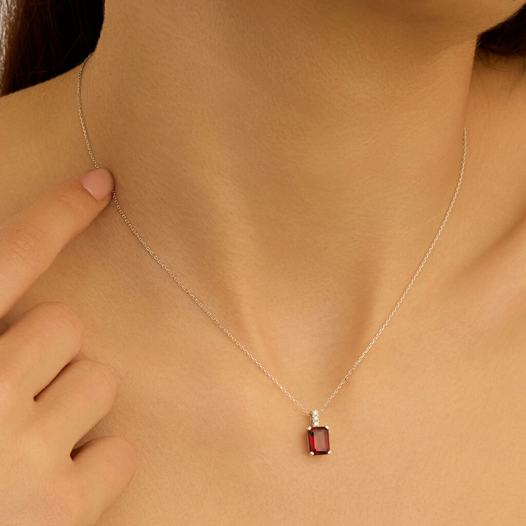 Collana Jasmine Oro Bianco Rodolite Diamante