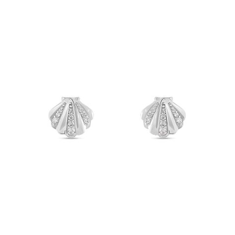 Orecchini a lobo in argento rodiato e zirconi con conchiglia - Orecchini a Lobo Donna | Stroili
