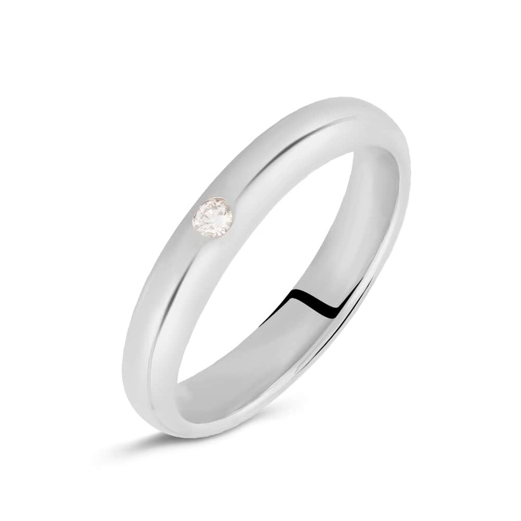 Fede Classica Leggera 3.6 mm Oro Bianco Diamante - Anelli con Incisione Unisex | Stroili