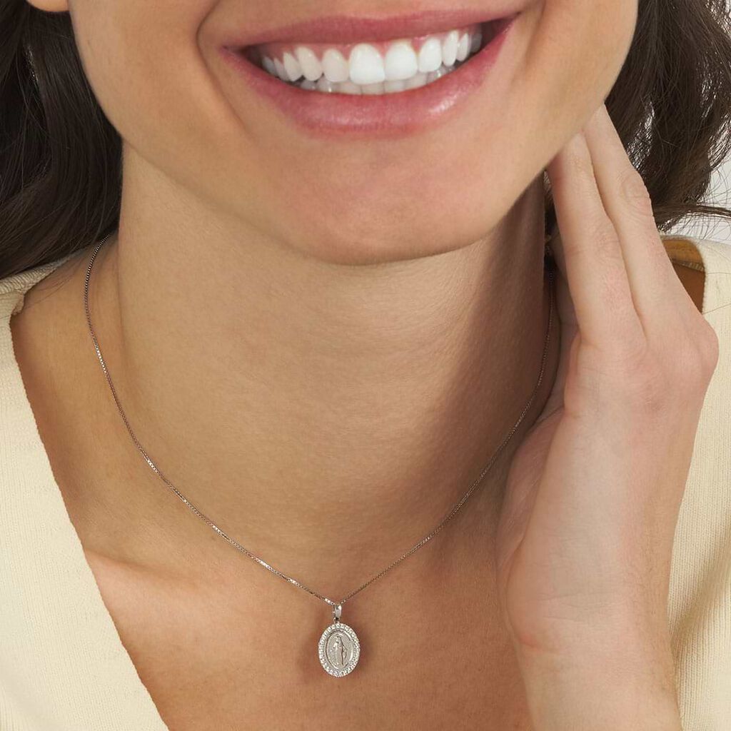 Pendente Holy Oro Bianco Cubic Zirconia - Ciondoli con Incisione Donna | Stroili