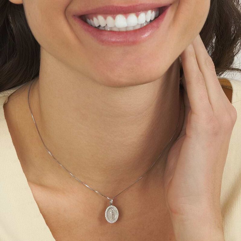 Pendente Holy Oro Bianco Cubic Zirconia - Ciondoli con Incisione Donna | Stroili