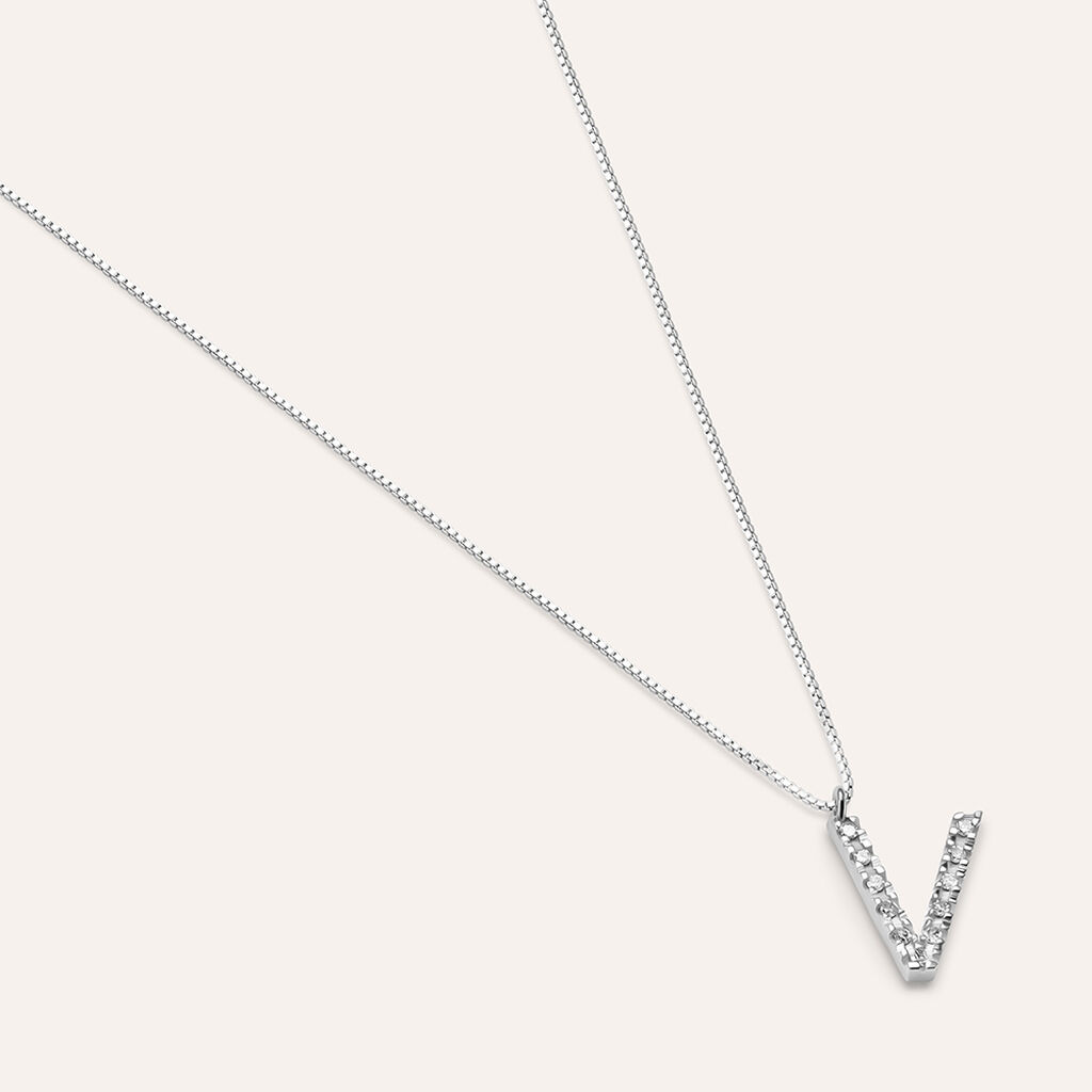 Collana Diamond Letters Oro Bianco Diamante - Collane Donna | Stroili