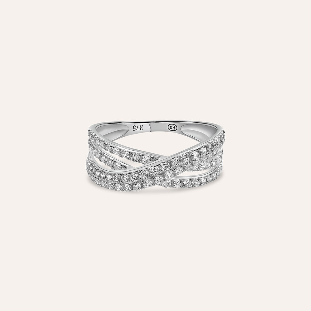 Anello Fascia Claire Oro Bianco Cubic Zirconia - Anelli a Fascia Larga Donna | Stroili