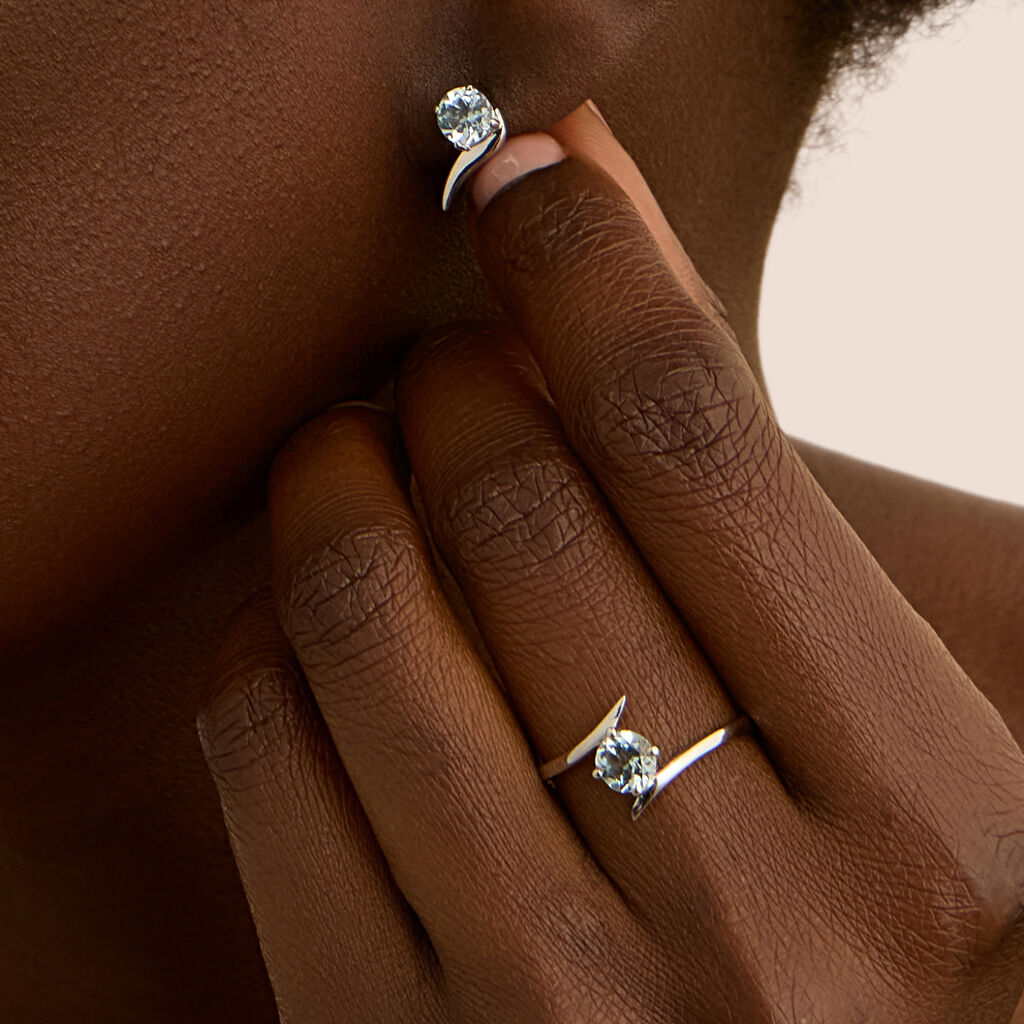 Anello Solitario Amélie Oro Bianco Topazio