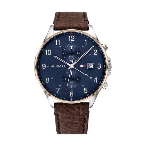 Orologio multifunzione West cinturino in pelle marrone e cassa in acciaio - Orologi Uomo | Stroili