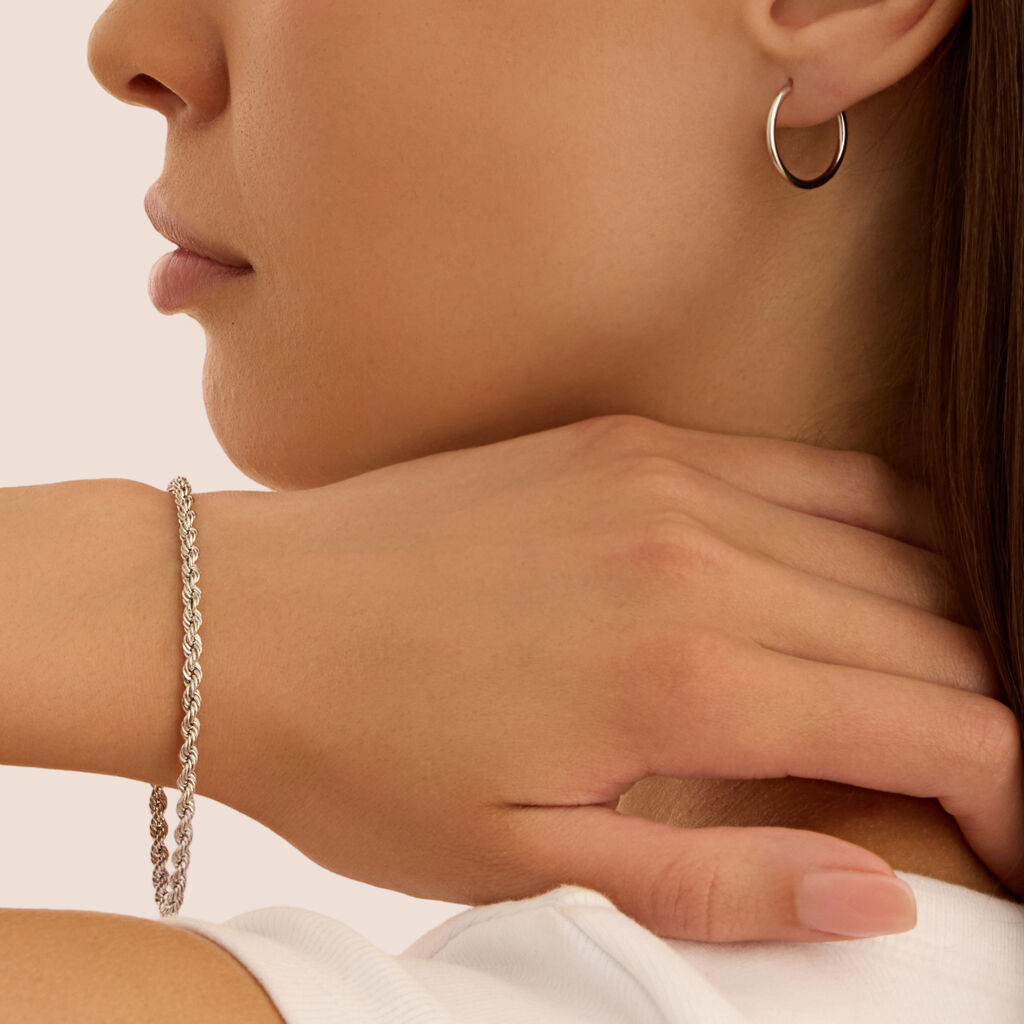 Orecchini A Cerchio Toujours Oro Bianco - Orecchini a Cerchio Donna | Stroili