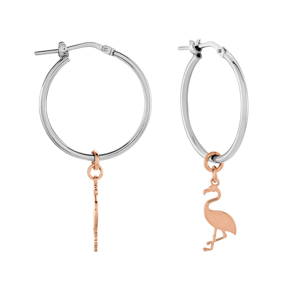 Orecchini A Cerchio Silver Collection Argento Bicolore Bianco / Rosa - Orecchini a Cerchio Donna | Stroili