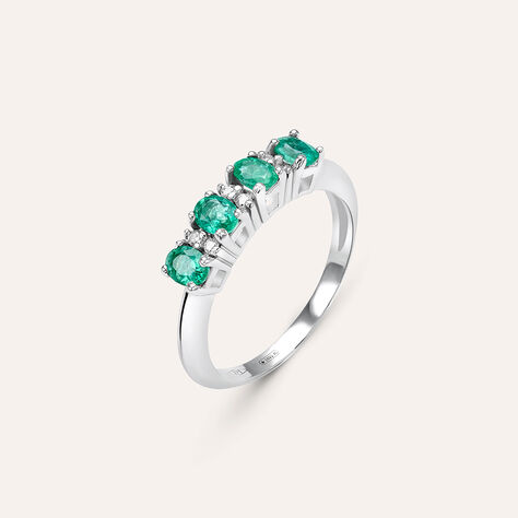 Anello Riviere Charlotte Oro Bianco Smeraldo Diamante - Anelli Riviere Donna | Stroili