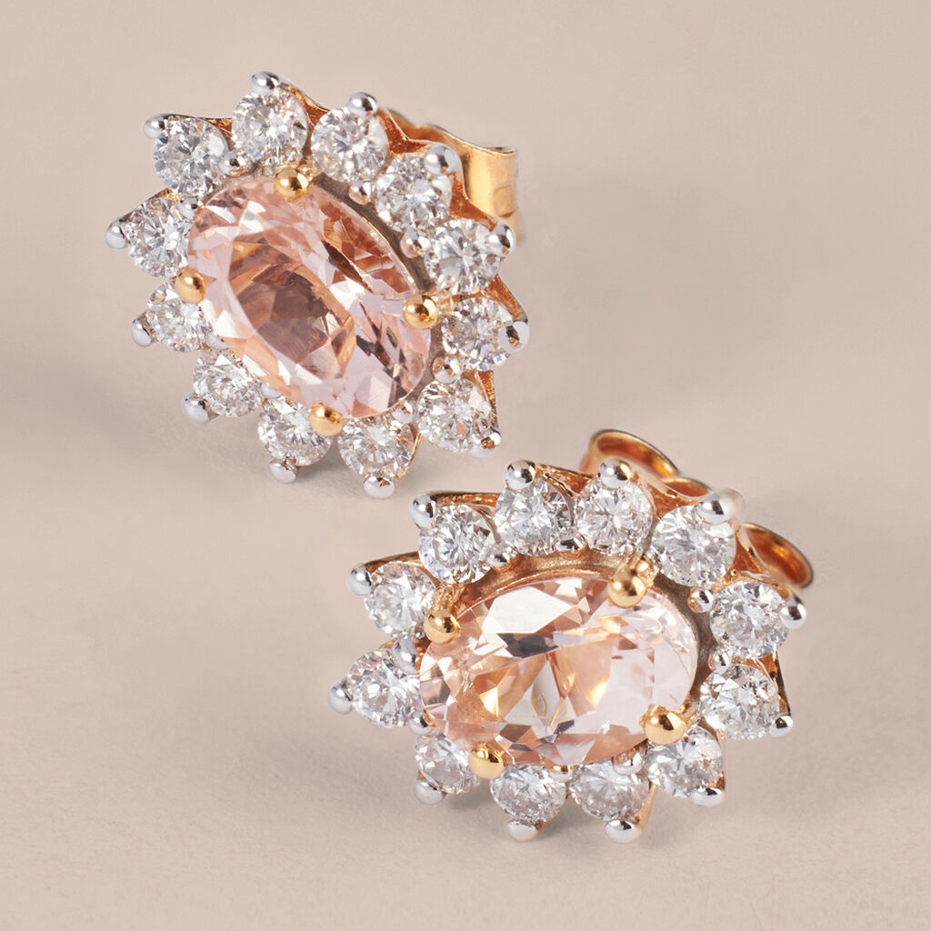 Orecchini Lobo Jasmine Oro Rosa Morganite Diamante - Orecchini a Lobo Donna | Stroili