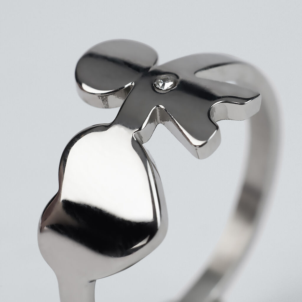 Anello Fantasia Sunrise Acciaio Cristallo