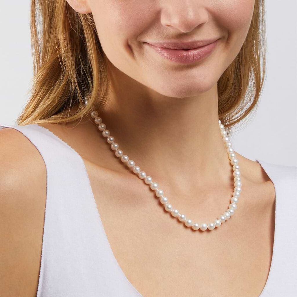 Collana Gabrielle Oro Bianco Perla D'Acqua Dolce - Collane Donna | Stroili
