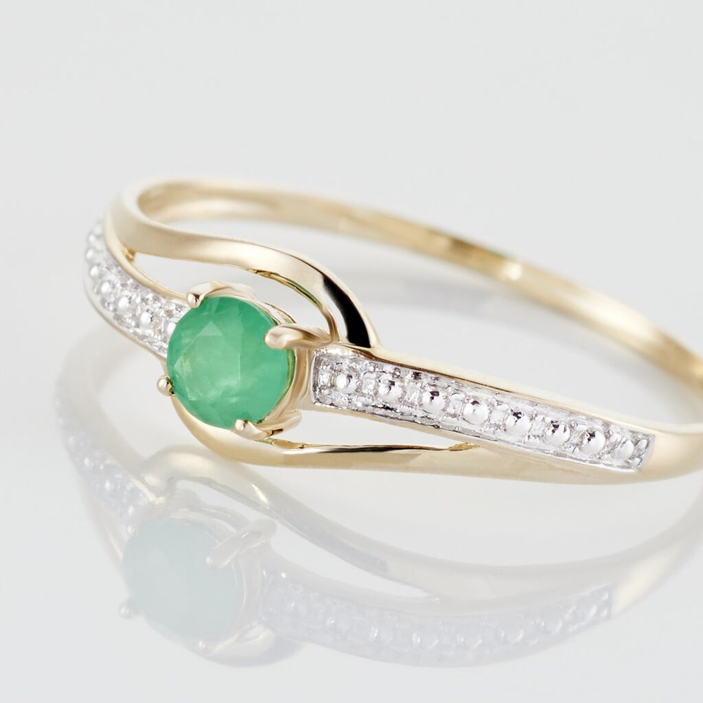 Anello Solitario Charlotte Oro Giallo Smeraldo