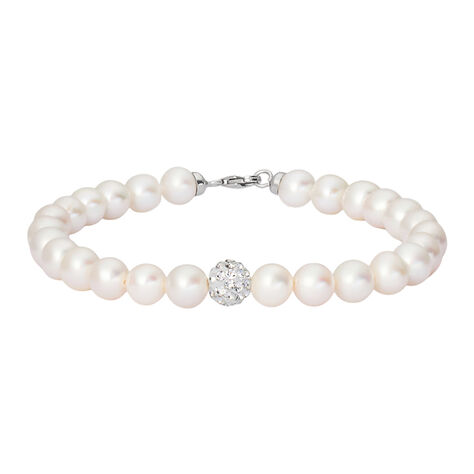 Bracciale Gabrielle Oro Bianco Perla D'Acqua Dolce Cristallo - Bracciali Donna | Stroili