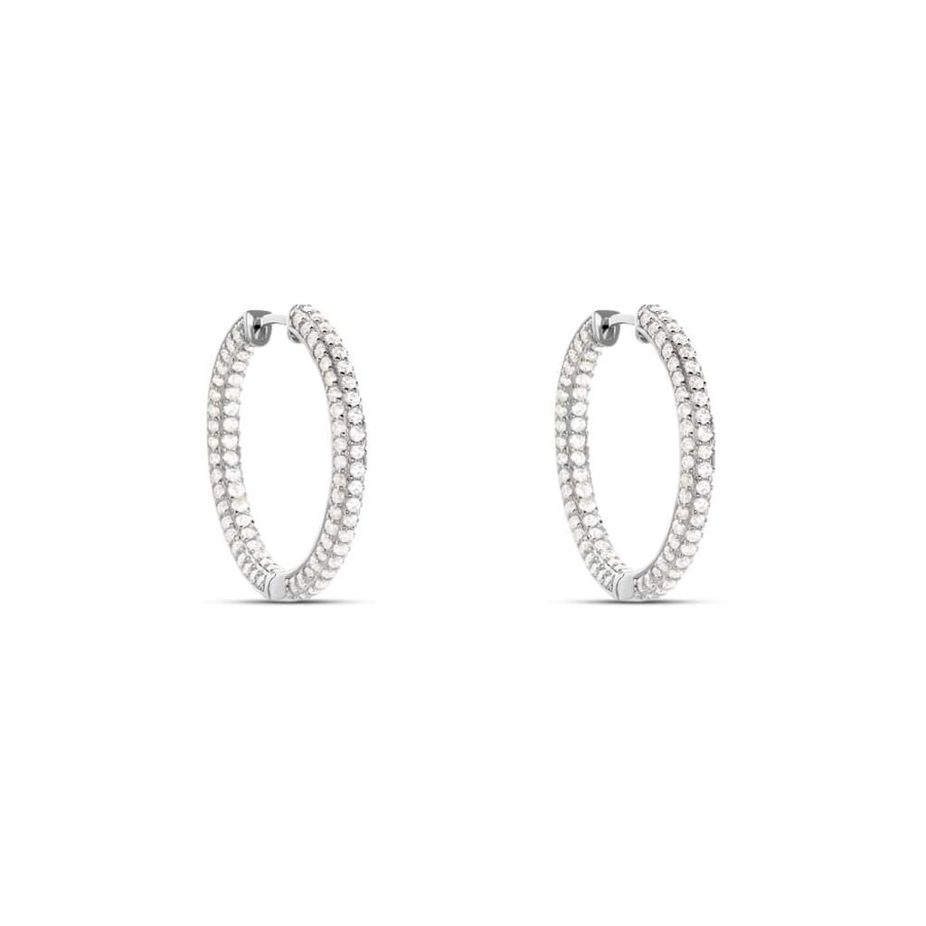 Orecchini A Cerchio Silver Shine Argento Rodiato Cubic Zirconia - Orecchini a Cerchio Donna | Stroili