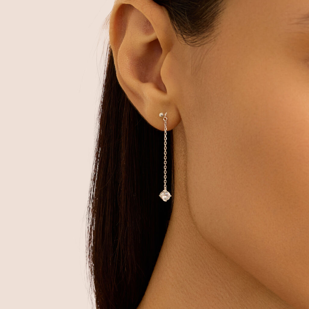 Orecchini Pendenti Punto Luce Silver Elegance Argento Rodiato Cubic Zirconia