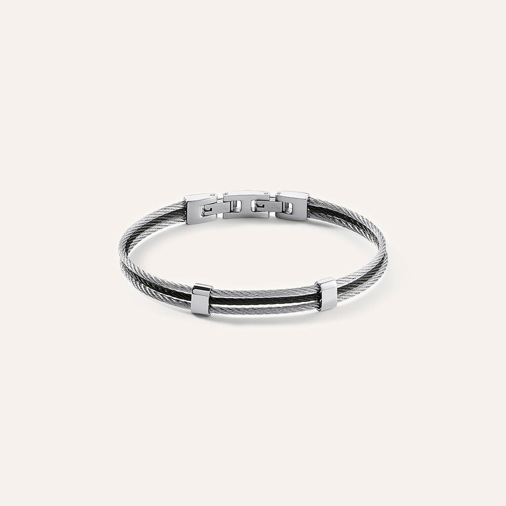 Bracciale Man Code Acciaio Bicolore Bianco / Nero - Bracciali Unisex | Stroili