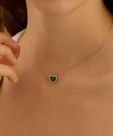 Collana Beverly Oro Giallo Malachite Cubic Zirconia