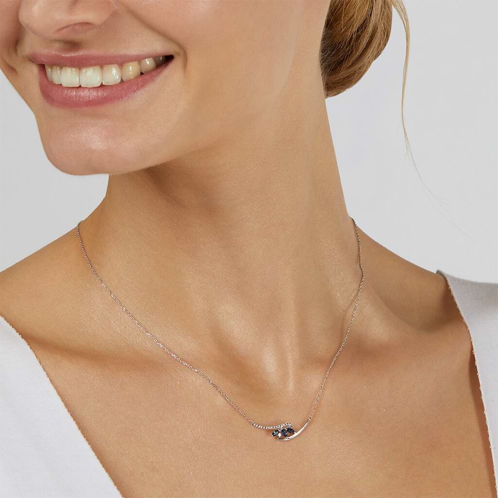 Collana Charlotte Oro Bianco Zaffiro Diamante - Collane Donna | Stroili
