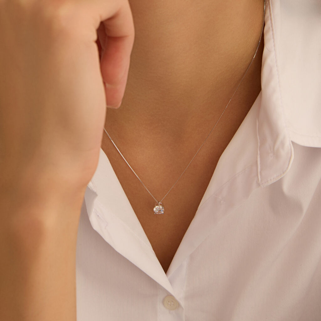 Collana Punto Luce Claire Oro Bianco Cubic Zirconia