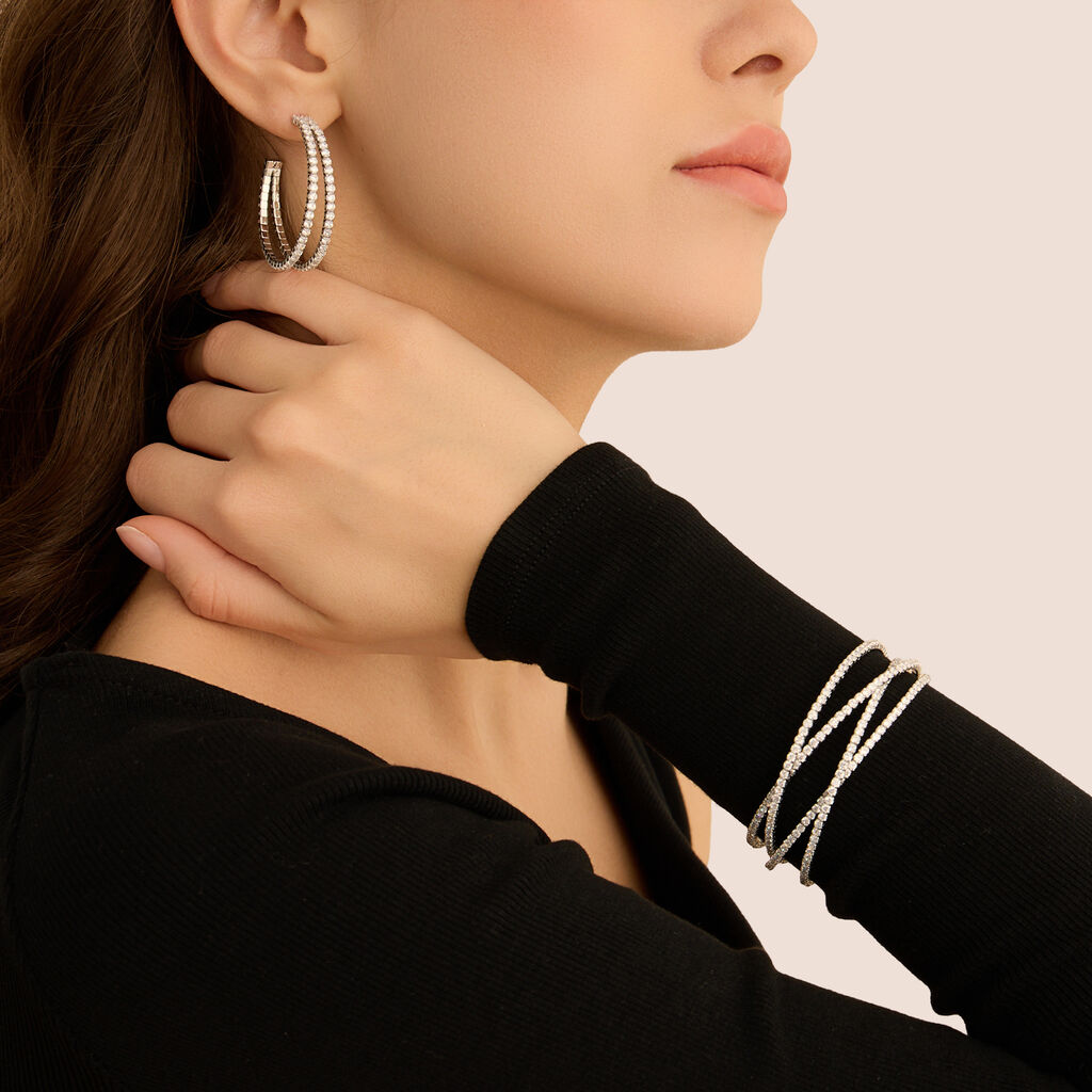 Orecchini A Cerchio Romantic Shine Metallo Cristallo