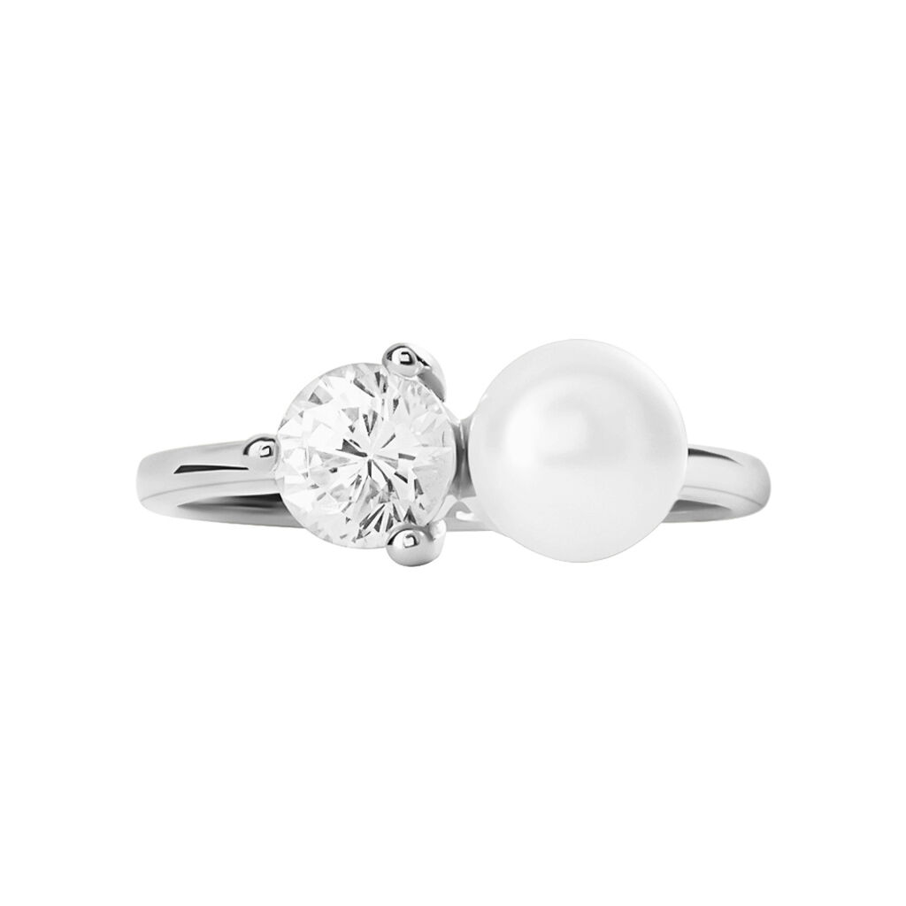Anello Bilogy Silver Pearls Argento Rodiato Perla sintetica Cubic Zirconia - Anelli con Pietre Donna | Stroili