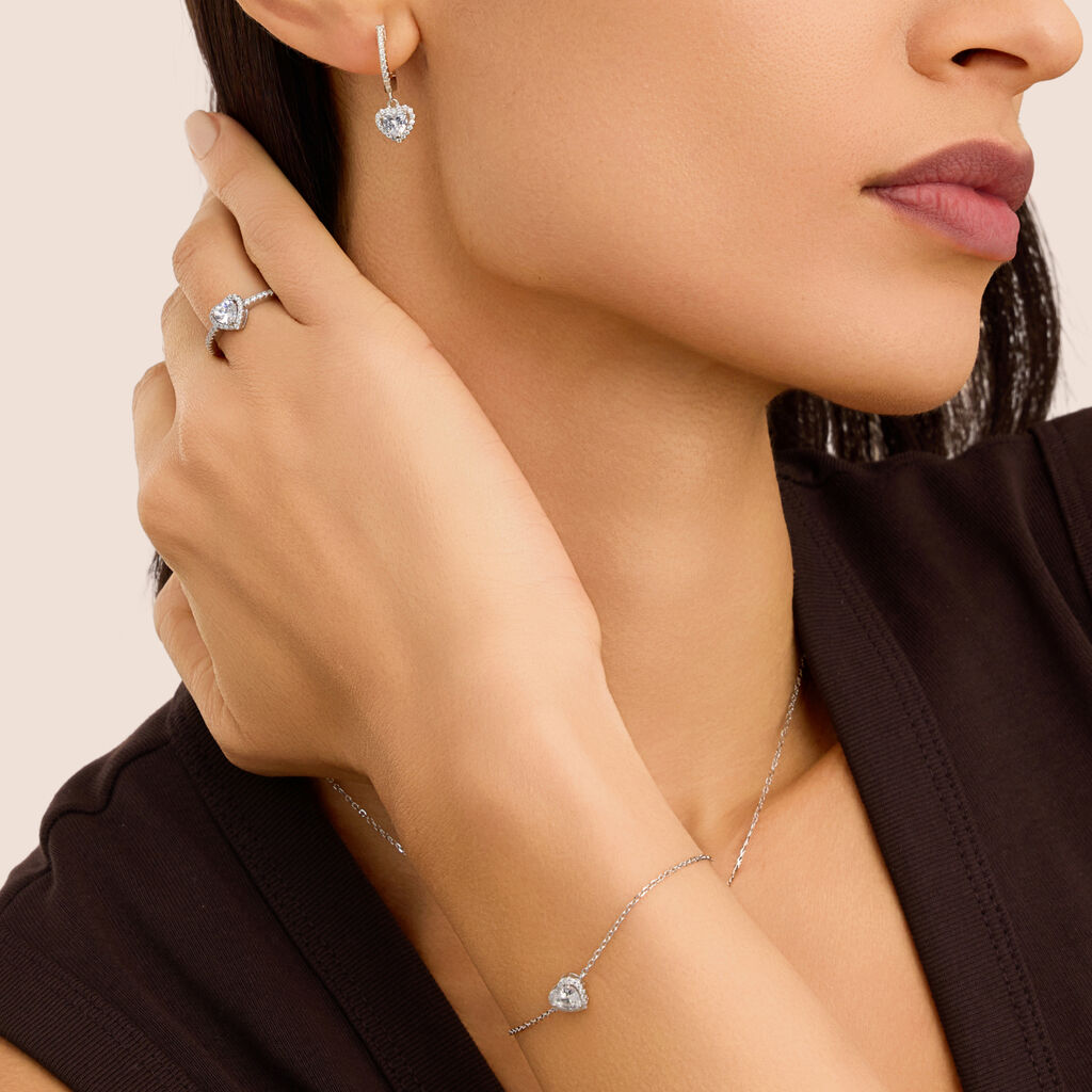 Orecchini Lobo Silver Elegance Argento Rodiato Cubic Zirconia