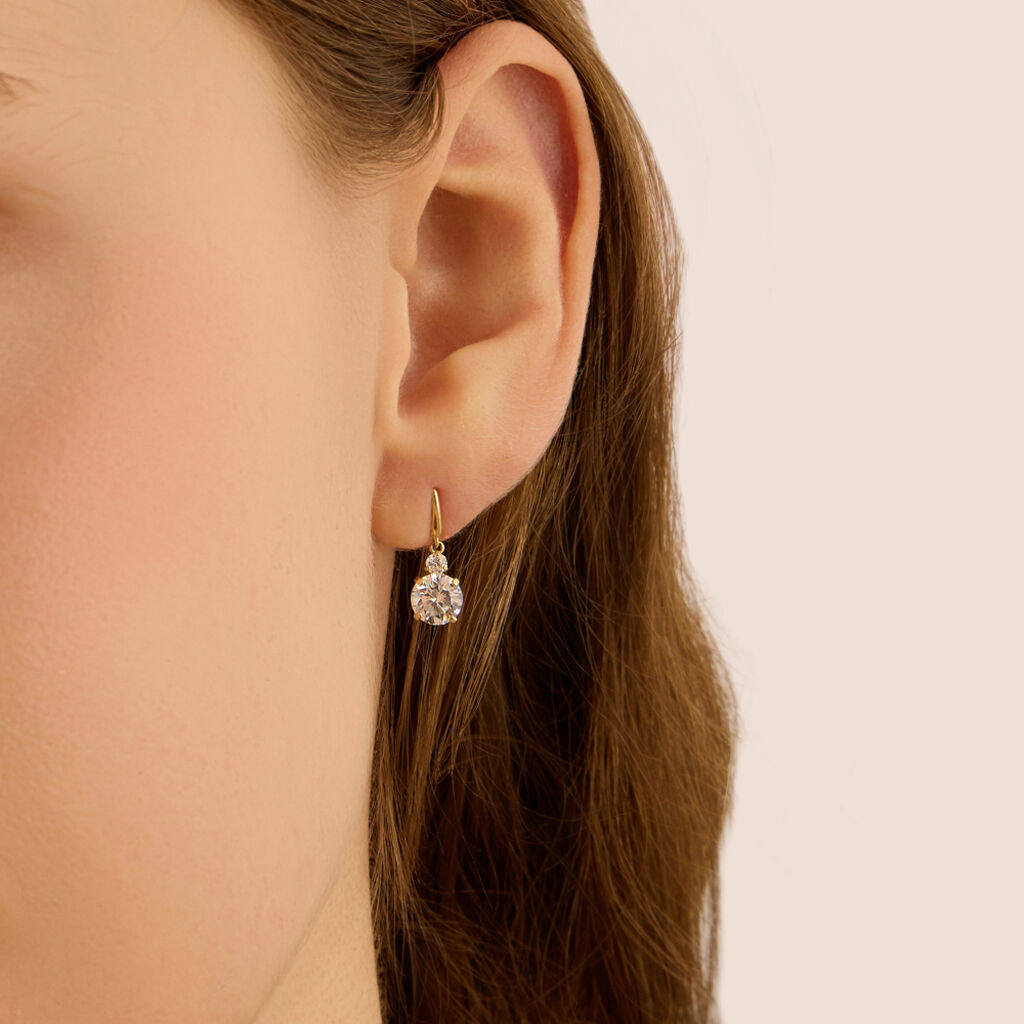 Orecchini Lobo Punto Luce Claire Oro Giallo Cubic Zirconia