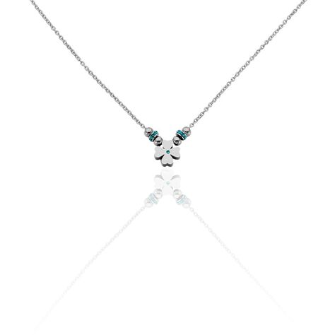 Collana Quadrifoglio in acciaio rodiato e strass - Collane Donna | Stroili