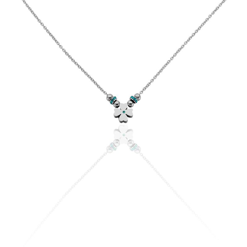 Collana Quadrifoglio in acciaio rodiato e strass - Collane Donna | Stroili