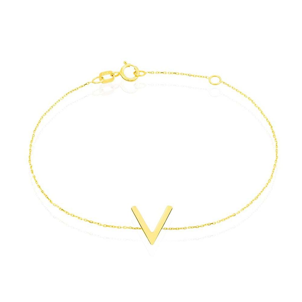 Bracciale in oro giallo Lettera V
