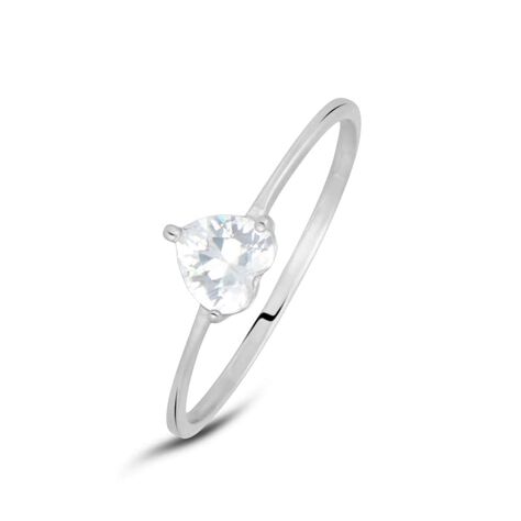 Anello Solitario In Oro Bianco Con Zircone Cuore - Anelli con Pietre Donna | Stroili