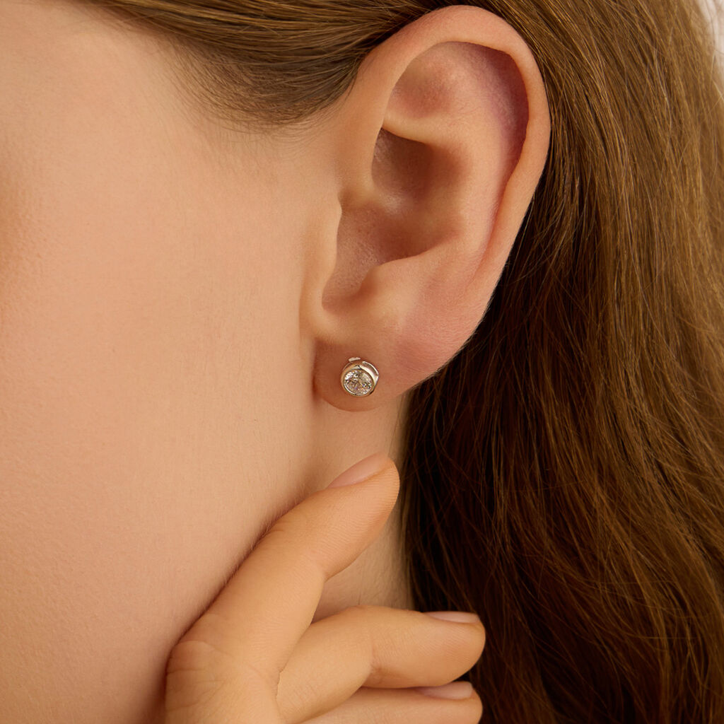 Orecchini Lobo Punto Luce Claire Oro Bianco Cubic Zirconia