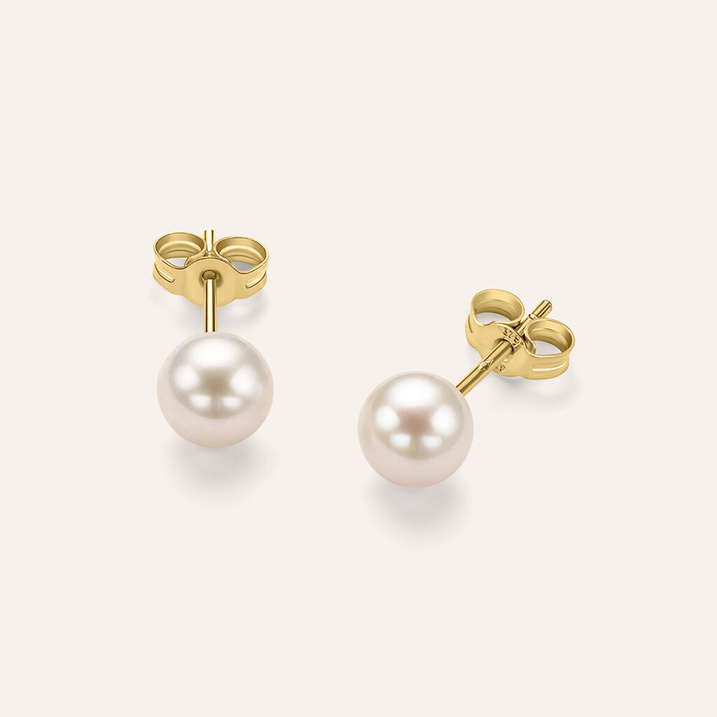 Orecchini Lobo Gabrielle Oro Giallo Perla D'Acqua Dolce