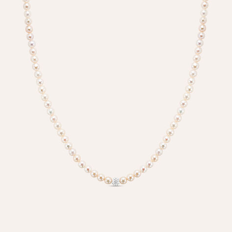 Collana Gabrielle Oro Bianco Perla D'Acqua Dolce Cristallo - Collane Donna | Stroili