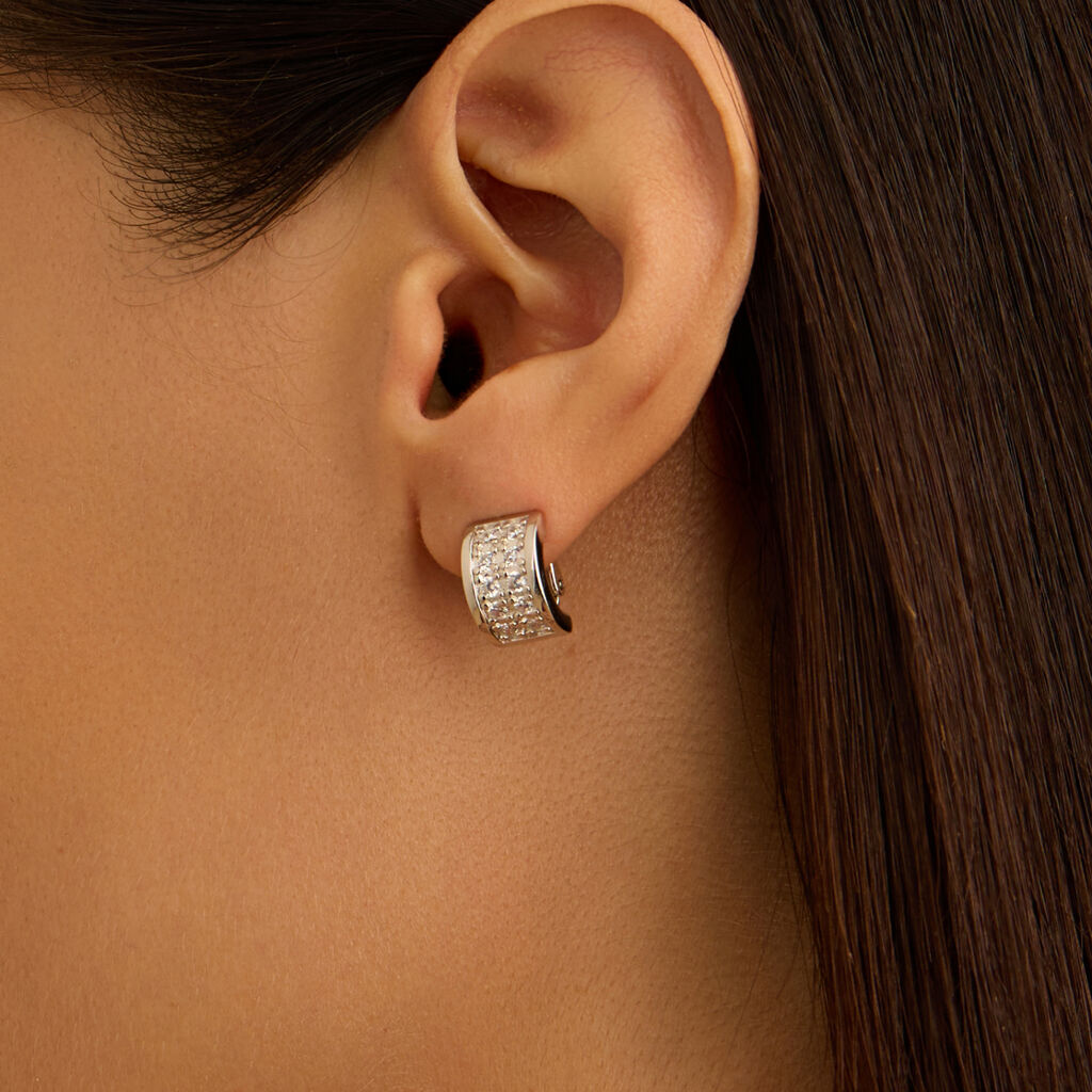 Orecchini Lobo Silver Shine Argento Rodiato Cubic Zirconia