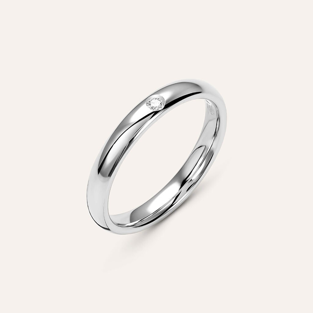 Fede Classica Leggera 3.6 mm Oro Bianco Diamante - Anelli con Incisione Unisex | Stroili