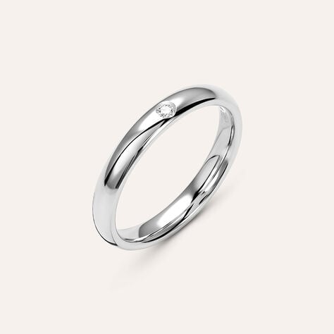 Fede Classica Leggera 3.6 mm Oro Bianco Diamante - Anelli con Incisione Unisex | Stroili