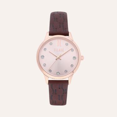 Orologio linea Formentera solo tempo cinturino in pelle marrone e cassa rose gold