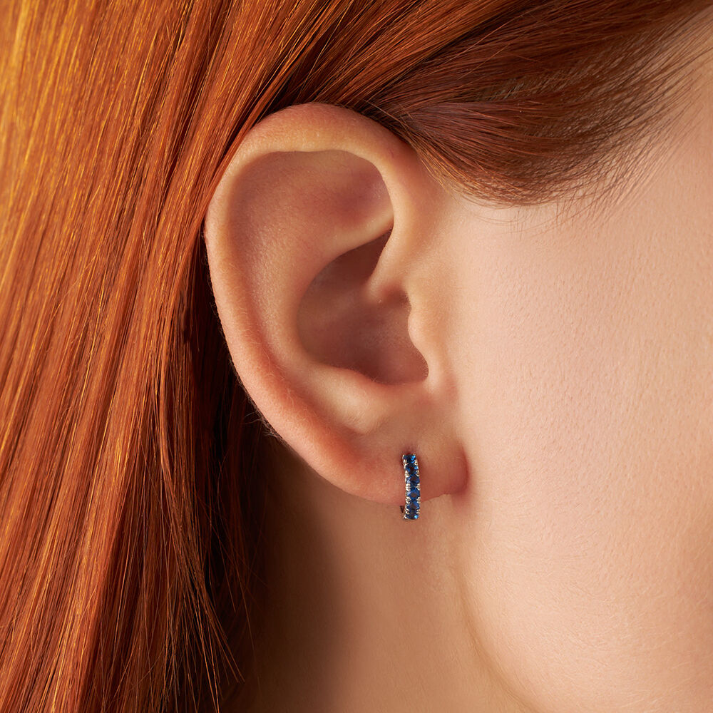 Orecchini a cerchio da donna con zirconia cubica, in acciaio